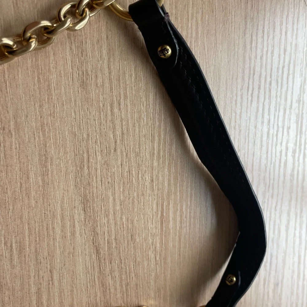 Juicy Couture Dark Brown Suede Shoulder Bag with Gold Chain